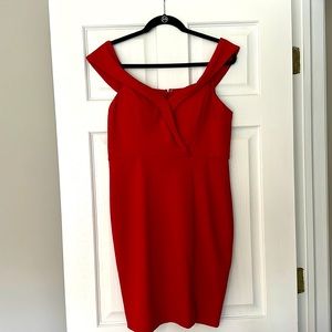Red off the shoulder dress